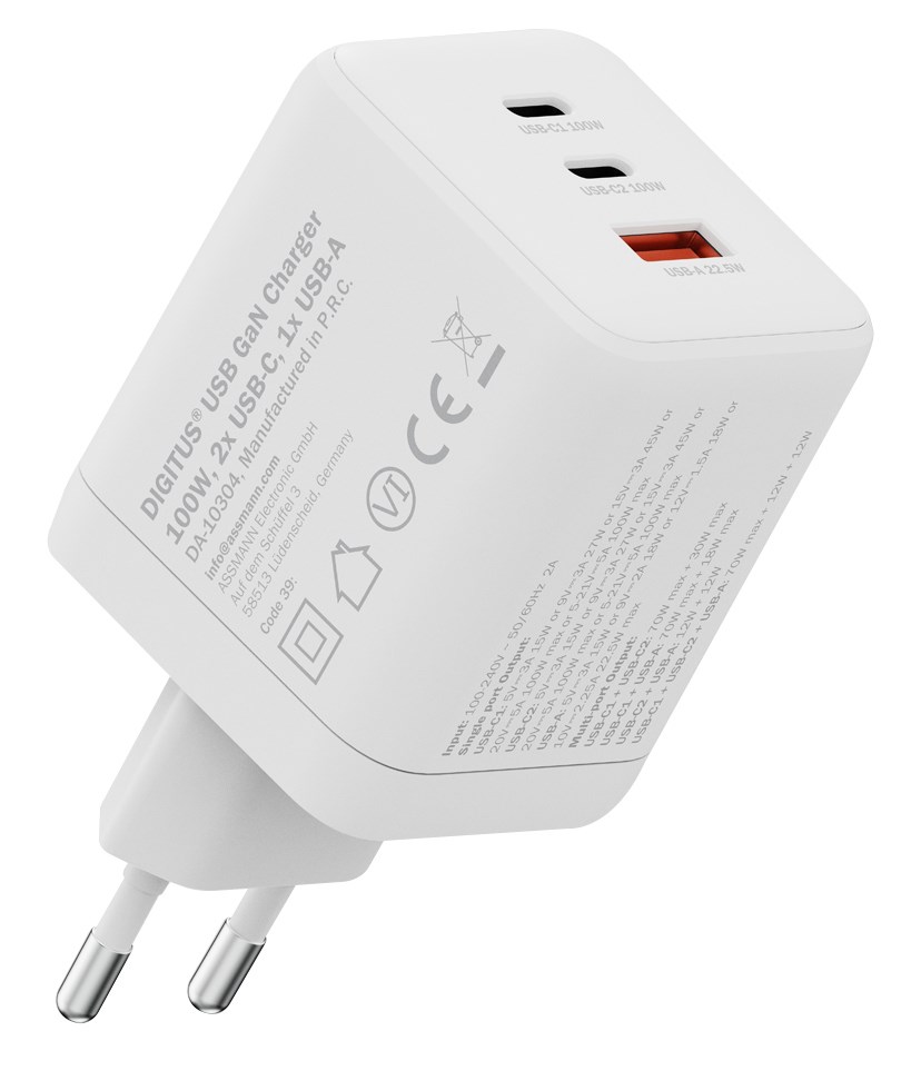 USB GaN punjač DIGITUS 100W (2x USB-C, 1x USB-A, PD 3.0)-2