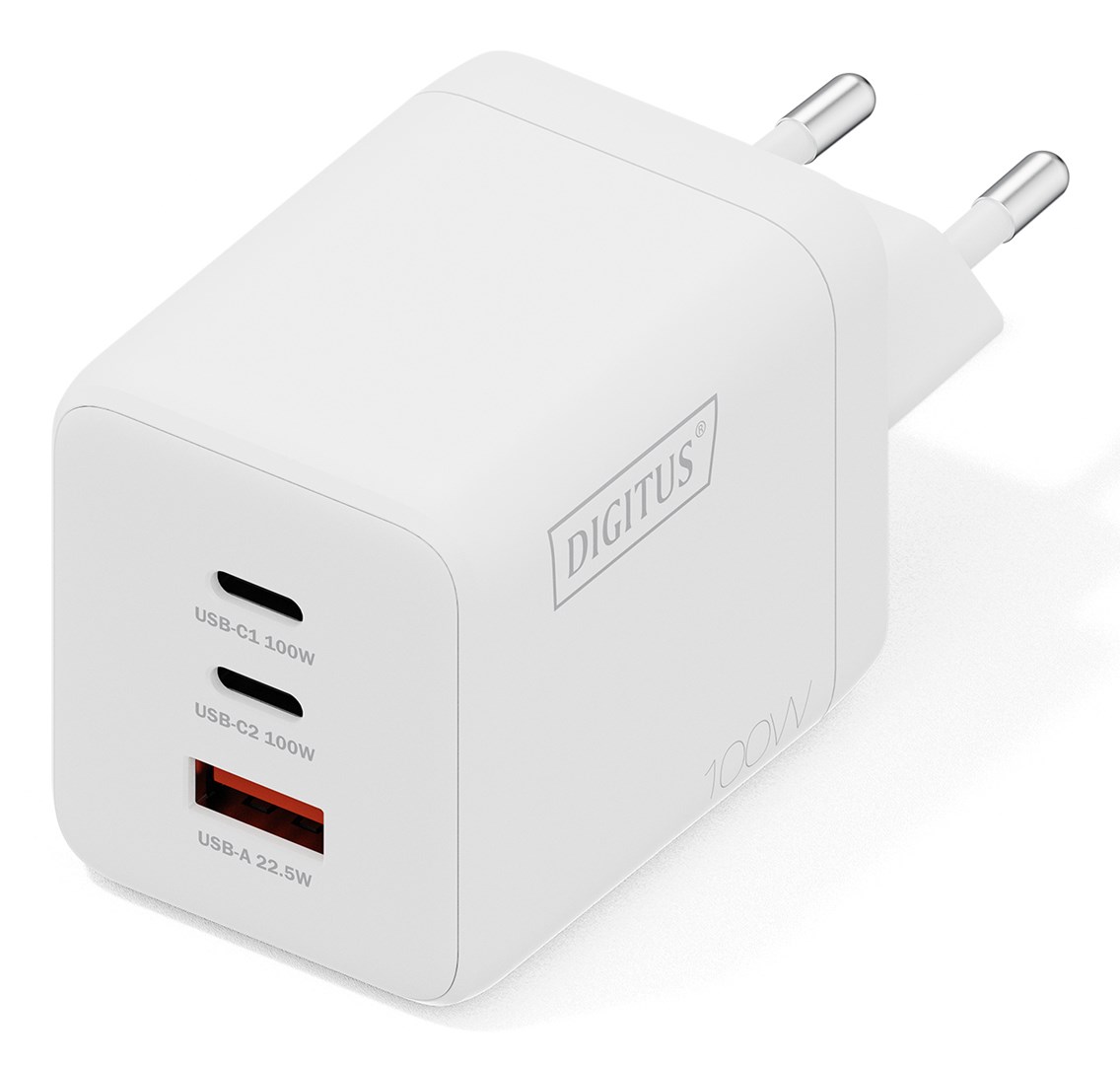 USB GaN punjač DIGITUS 100W (2x USB-C, 1x USB-A, PD 3.0)-0
