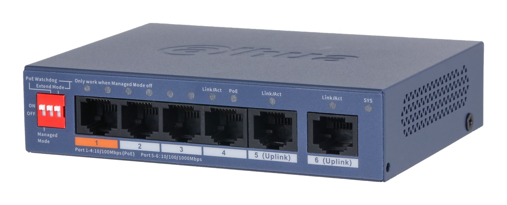 Mrežni switch DAHUA CS4006-4ET2GT-60 (4x PoE, 2x Uplink, 60W, L2 Managed)