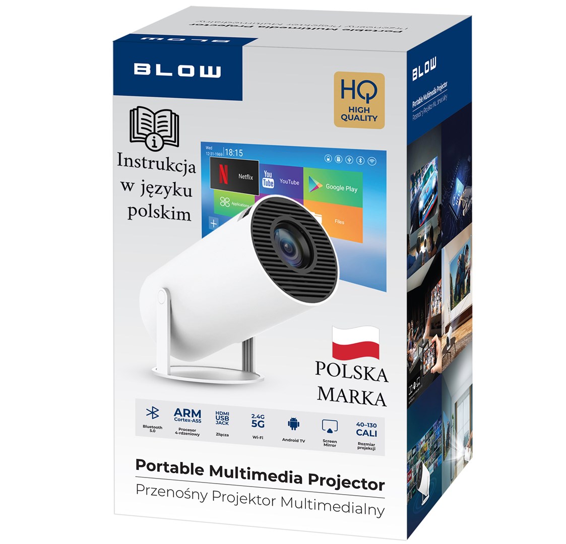 Prijenosni projektor BLOW AndroidTV FullHD Cinema, bijeli-2