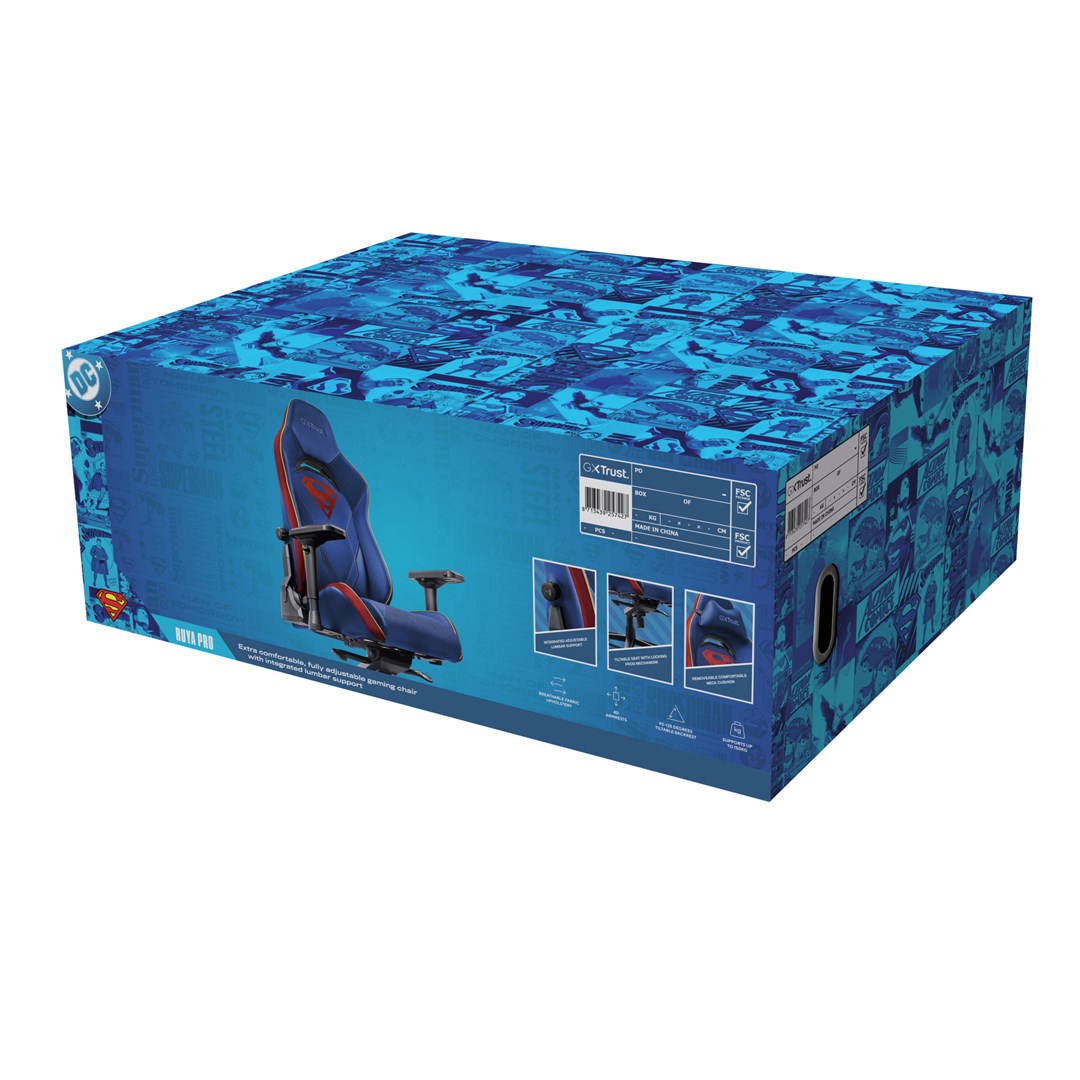 Gaming stolica TRUST GXT 721SM Ruya Pro (Plavo-crvena, nosivost 150 kg, 2D nasloni, jastuci)-3