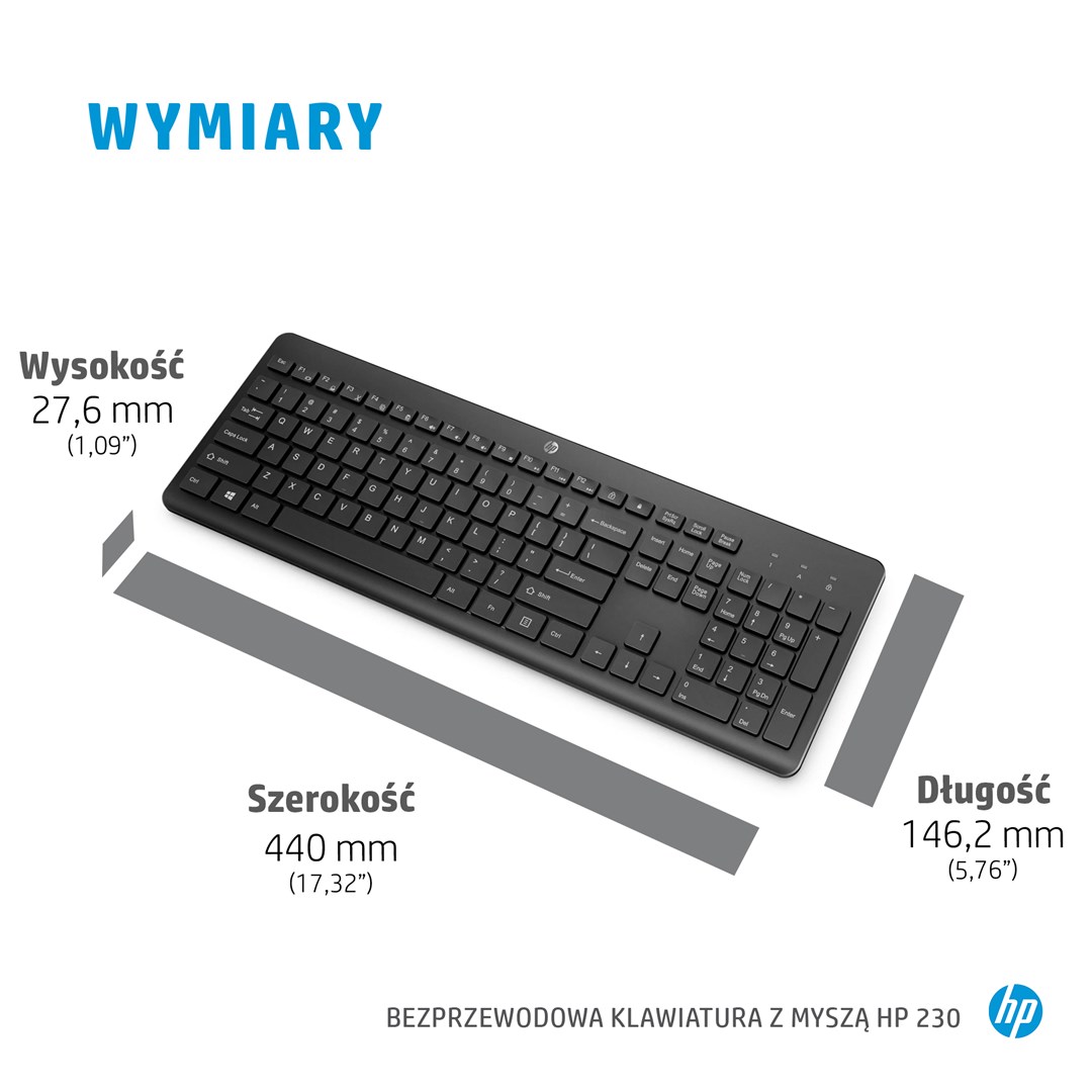 Set tipkovnica i miš HP 230 Wireless Keyboard and Mouse Combo crni - internacionalna non HR tipkovnica