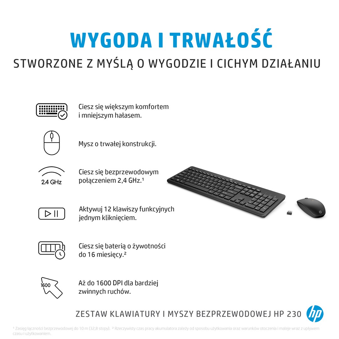 Set tipkovnica i miš HP 230 Wireless Keyboard and Mouse Combo crni - internacionalna non HR tipkovnica-9