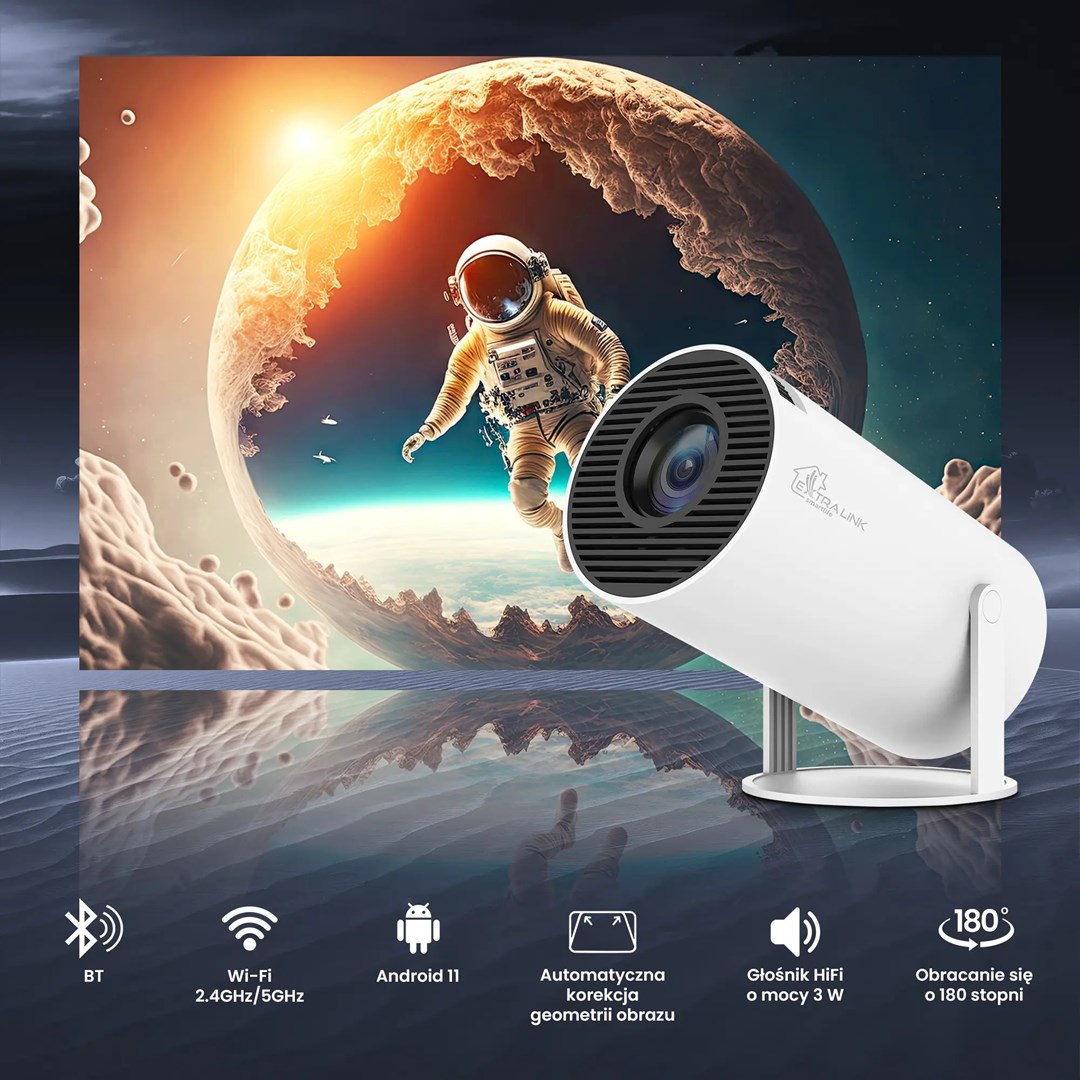 Projektor EXTRALINK ESP-MINI-V2BL (200 ANSI, 720p, Android 9.0, Wi-Fi, Bluetooth) Black-6