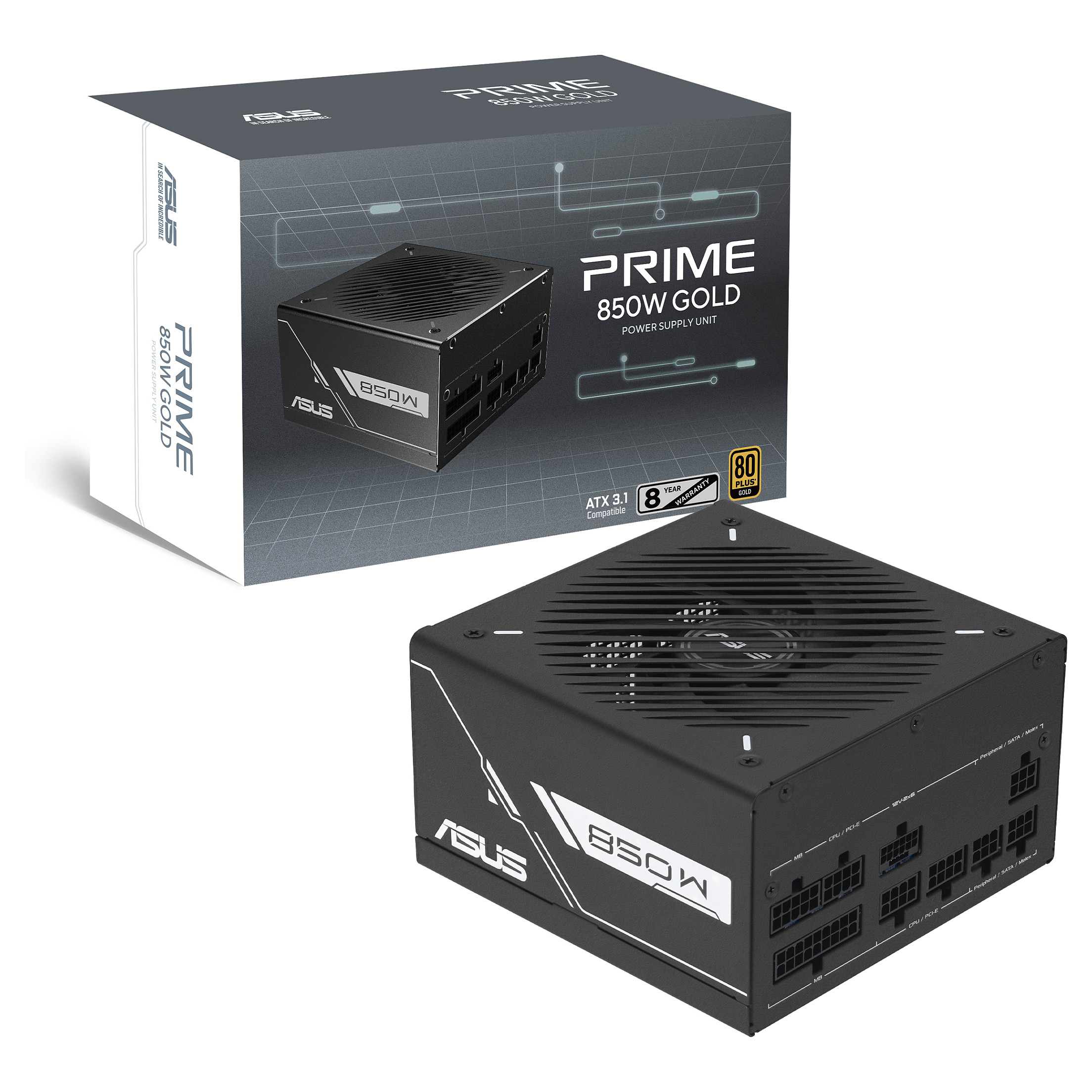 Napajanje ASUS Prime 850W Gold, 80+ Gold, ATX 3.0, modularno-3