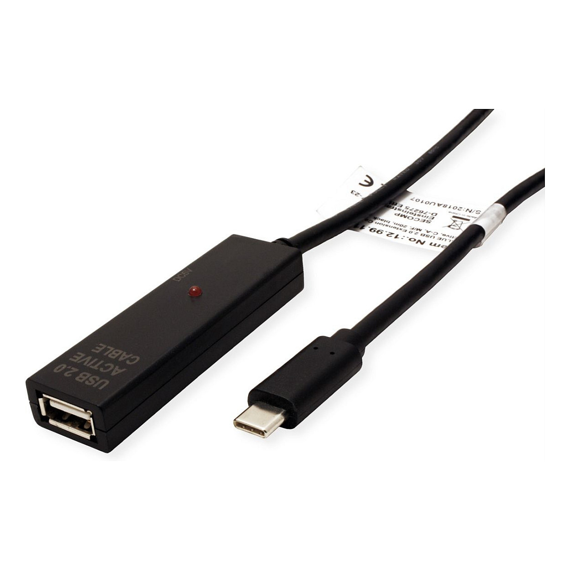 Aktivni USB 2.0 produžni kabel VALUE 12.99.1096, A-C, 15m, crni