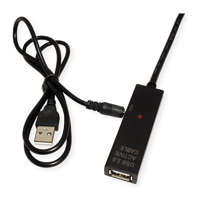 Aktivni USB 2.0 produžni kabel VALUE 12.99.1096, A-C, 15m, crni-2