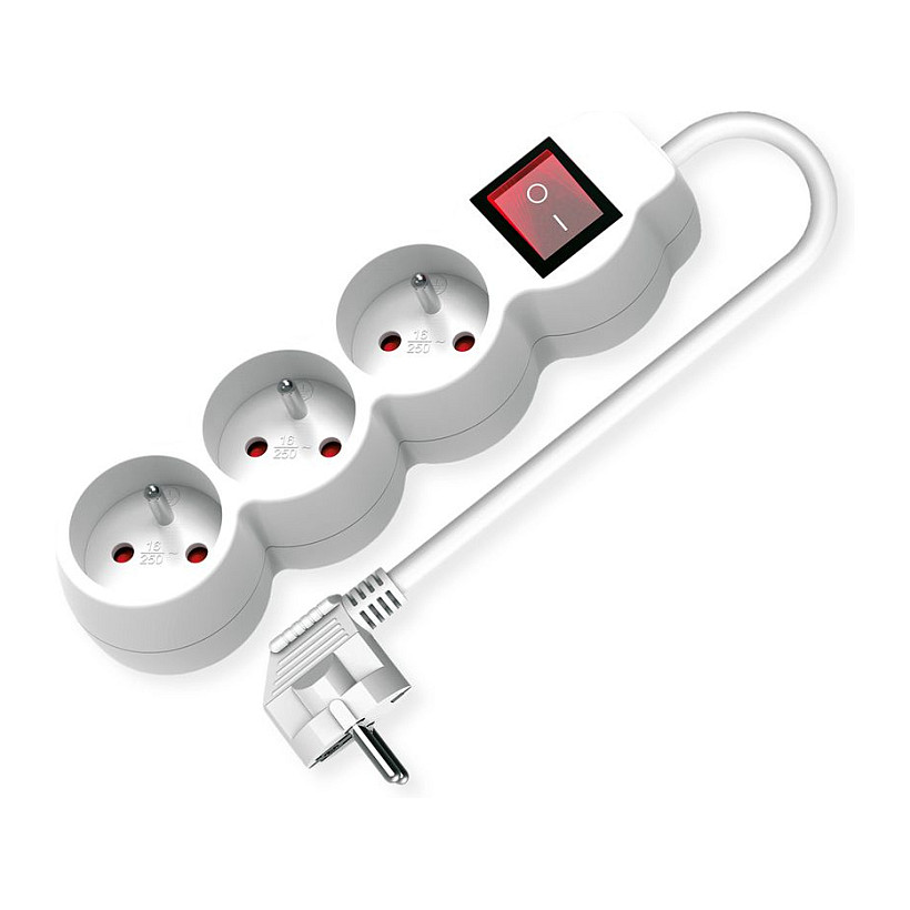 Produžni kabel VALUE, 3x UTE utičnica, s prekidačem, 1.5m, bijeli-0