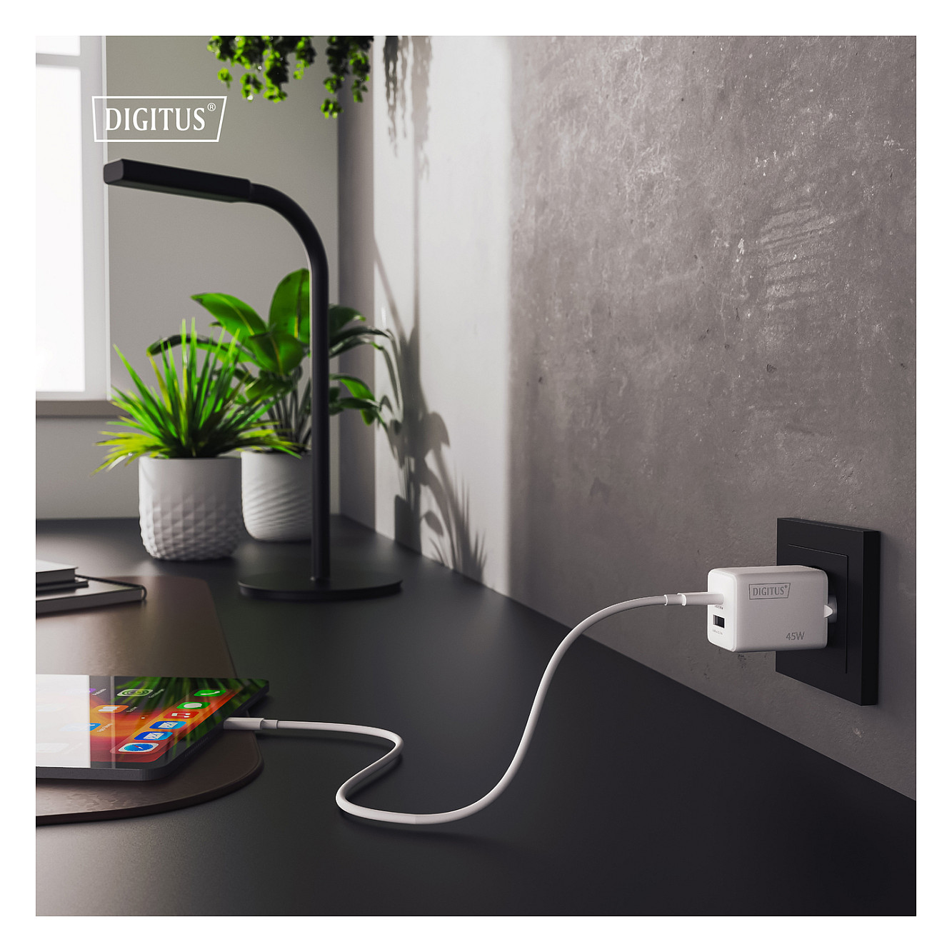 Punjač DIGITUS GaN 45W (1x USB-C, 1x USB-A)-1