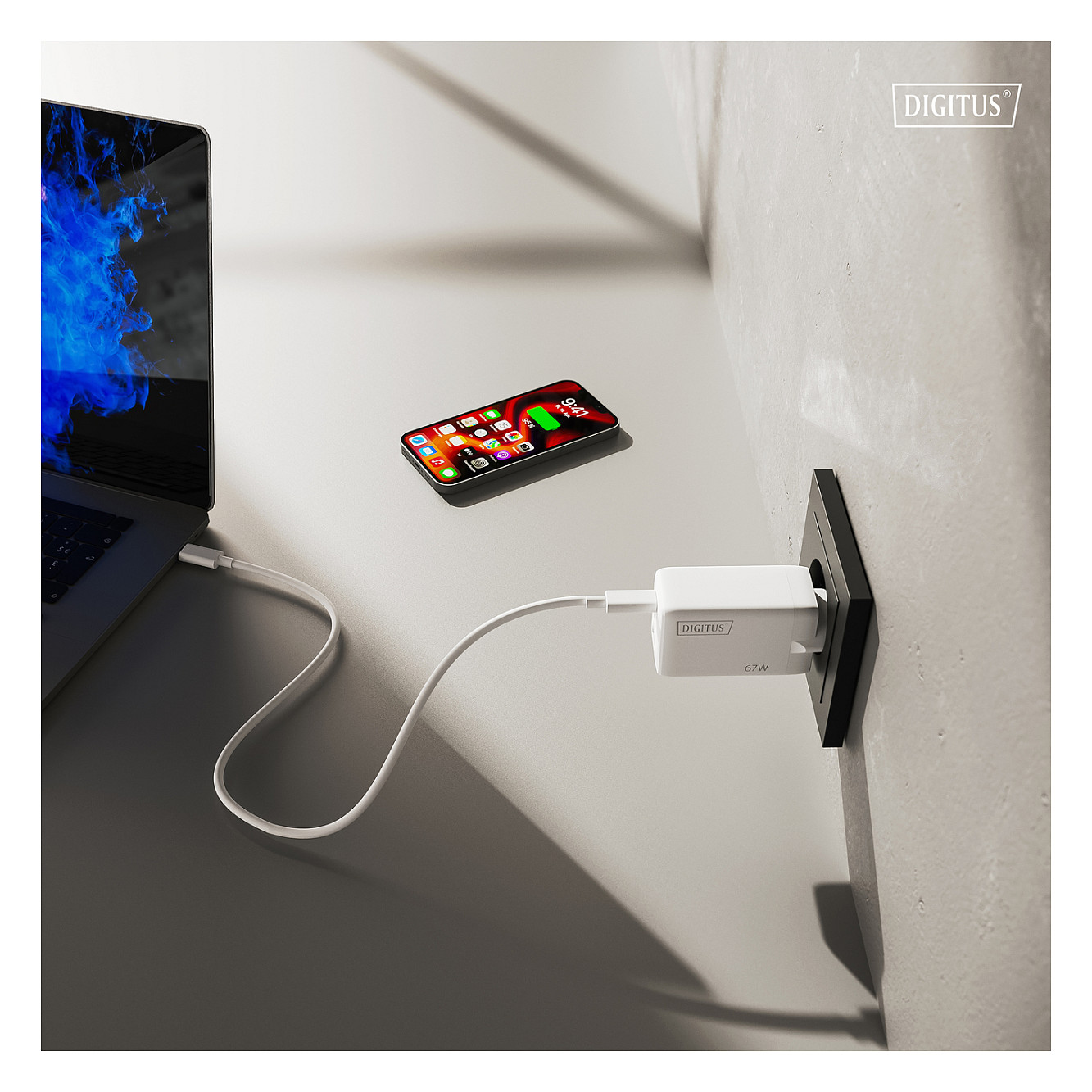 USB Punjač DIGITUS DA-10071, 67W, GaN, 2x USB-C, 1x USB-A-2
