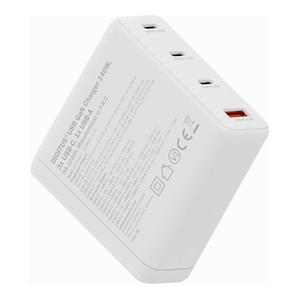 Punjač DIGITUS DA-10198 GaN 140W (3x USB-C, 1x USB-A)-8