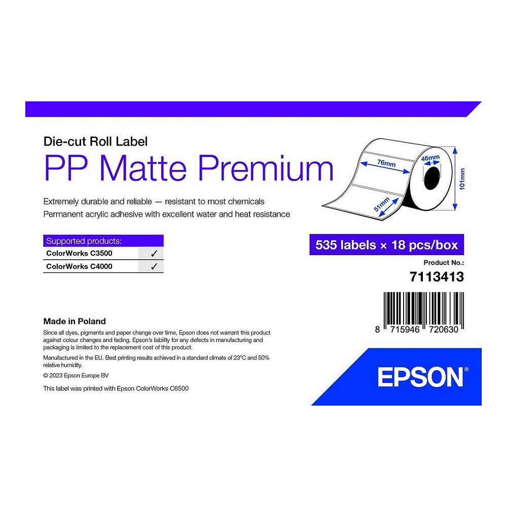 Potrošni materijal EPSON C33S045533 Premium Matte samoljepljive etikete (76x51mm, 535 kom)-0