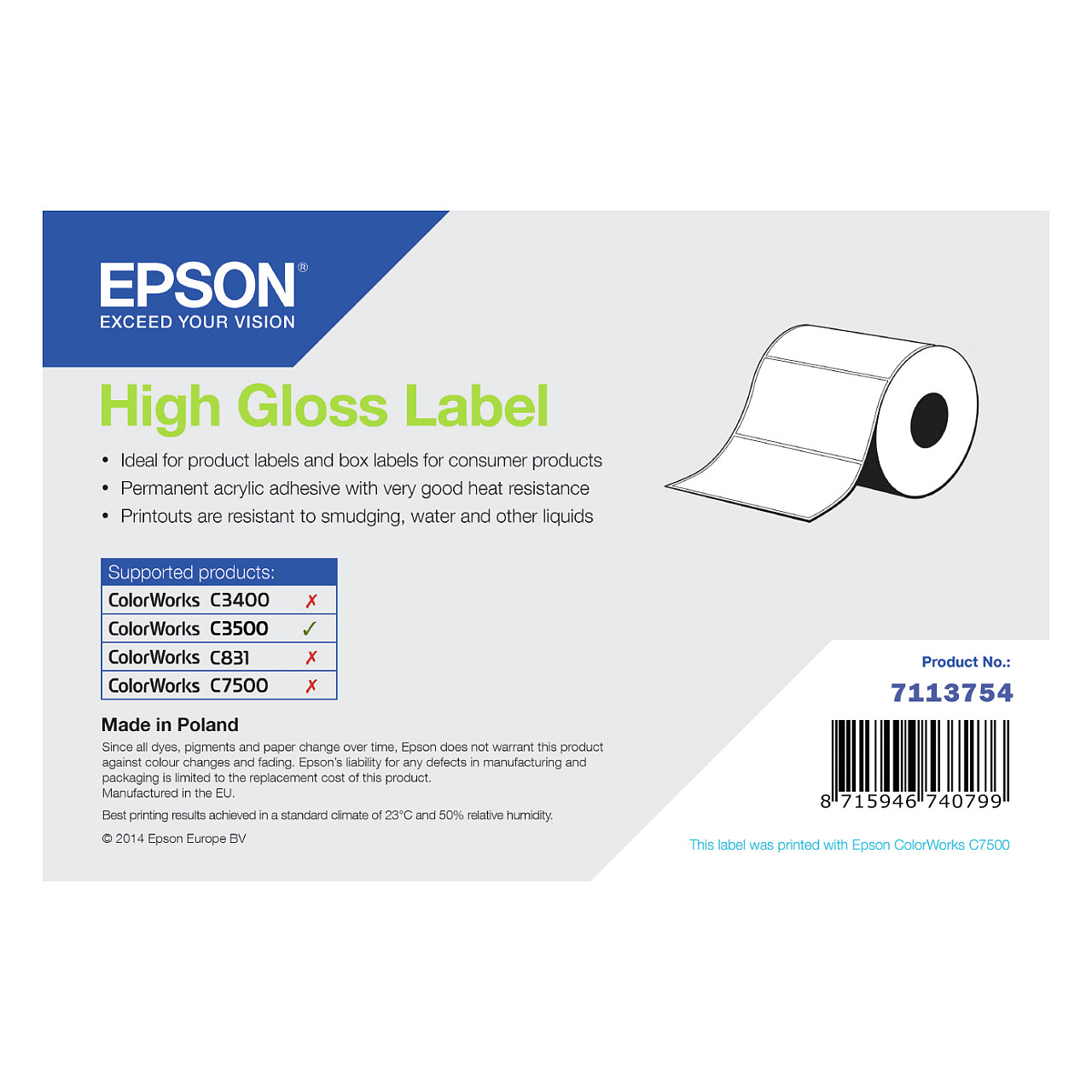 Etikete u roli EPSON High Gloss 102x76mm (415 kom)-0