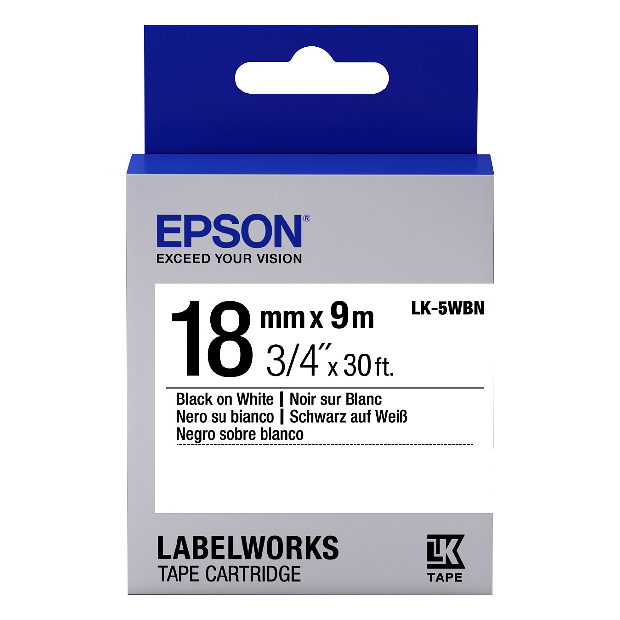 Traka za pisač naljepnica EPSON LabelWorks LK-5WBN, 18mm, crna na bijeloj