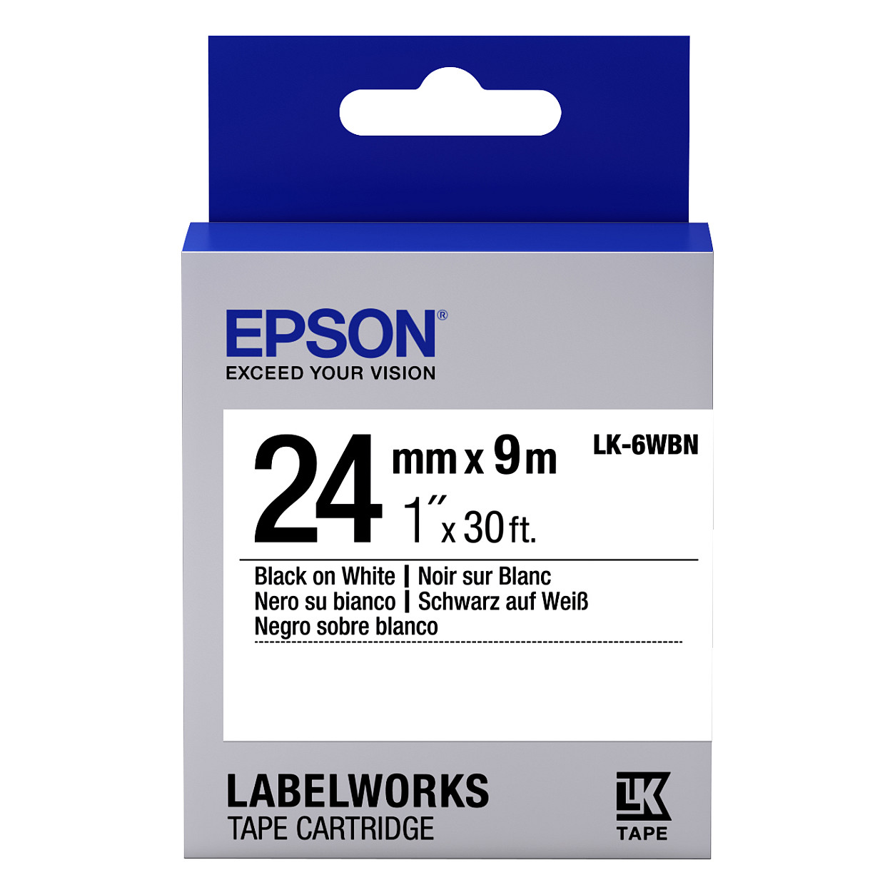 Traka za pisač naljepnica EPSON LabelWorks LK-6WBN, 24mm, crni ispis na bijeloj podlozi