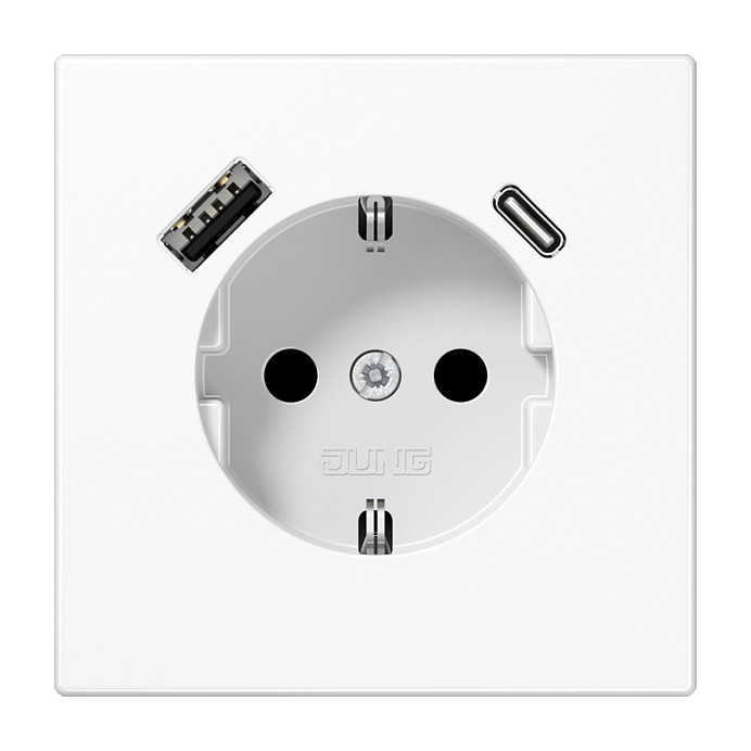 Utičnica JUNG LS1520-15CAWW Schuko s USB-A i USB-C punjačem, bijela-0