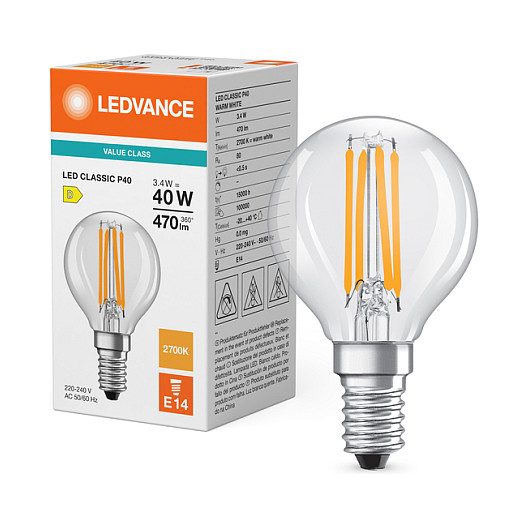 LED žarulja OSRAM Classic P 3.4W (40W) 470lm 2700K E14 prozirna-4