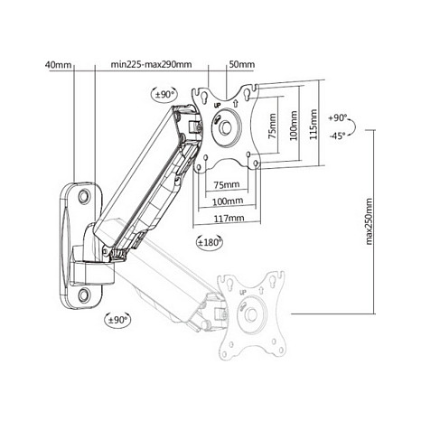 Zidni nosač za monitor EQUIP 650136, 17"-32", do 9kg, VESA 100x100-3