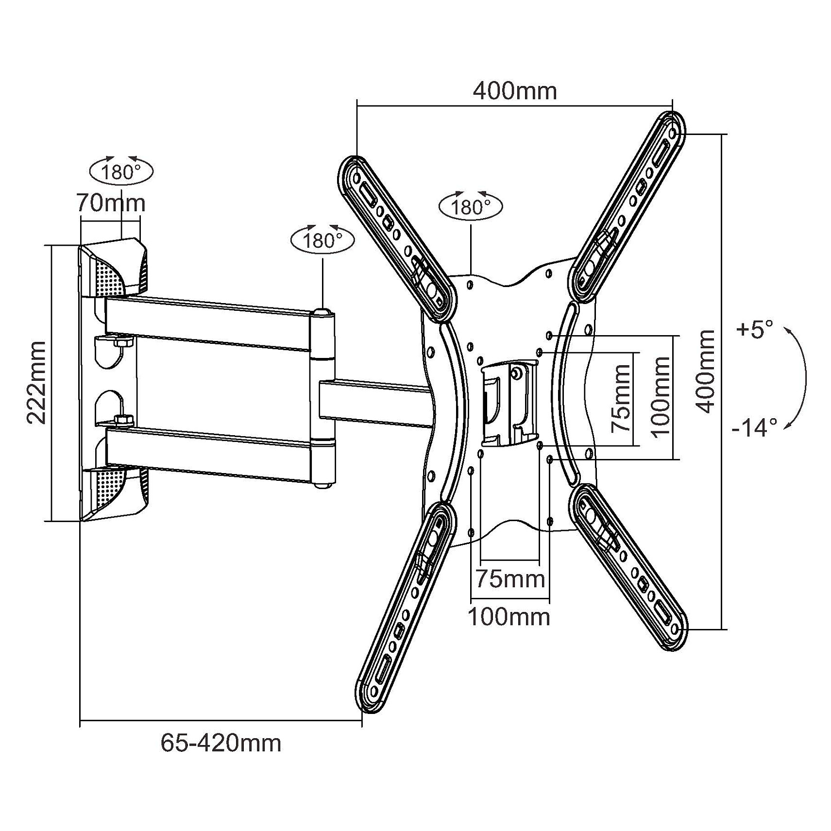 Zidni nosač za TV EQUIP 650113 23"-55" do 30kg, zglobni-3