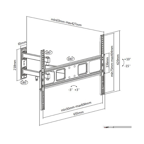 Zidni nosač za TV EQUIP 650115, 37"-70", do 35kg, Full-Motion-7