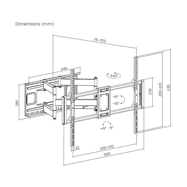 Zidni nosač za TV EQUIP 650115, 37"-70", do 35kg, Full-Motion-9