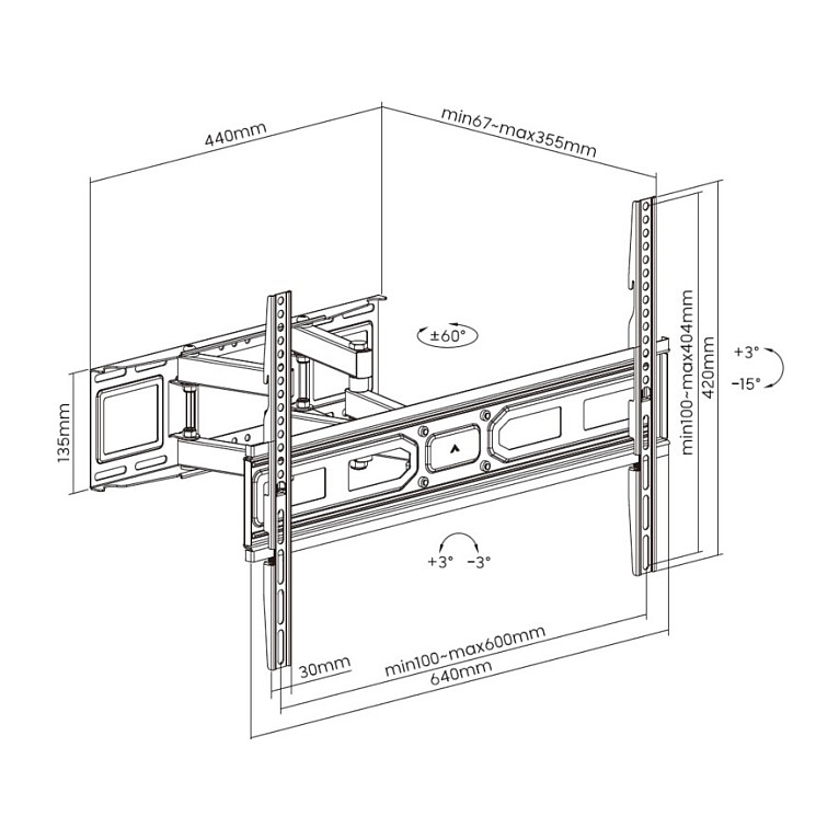 Zidni nosač za TV EQUIP 650616 37"-80" Full-Motion do 40kg-3