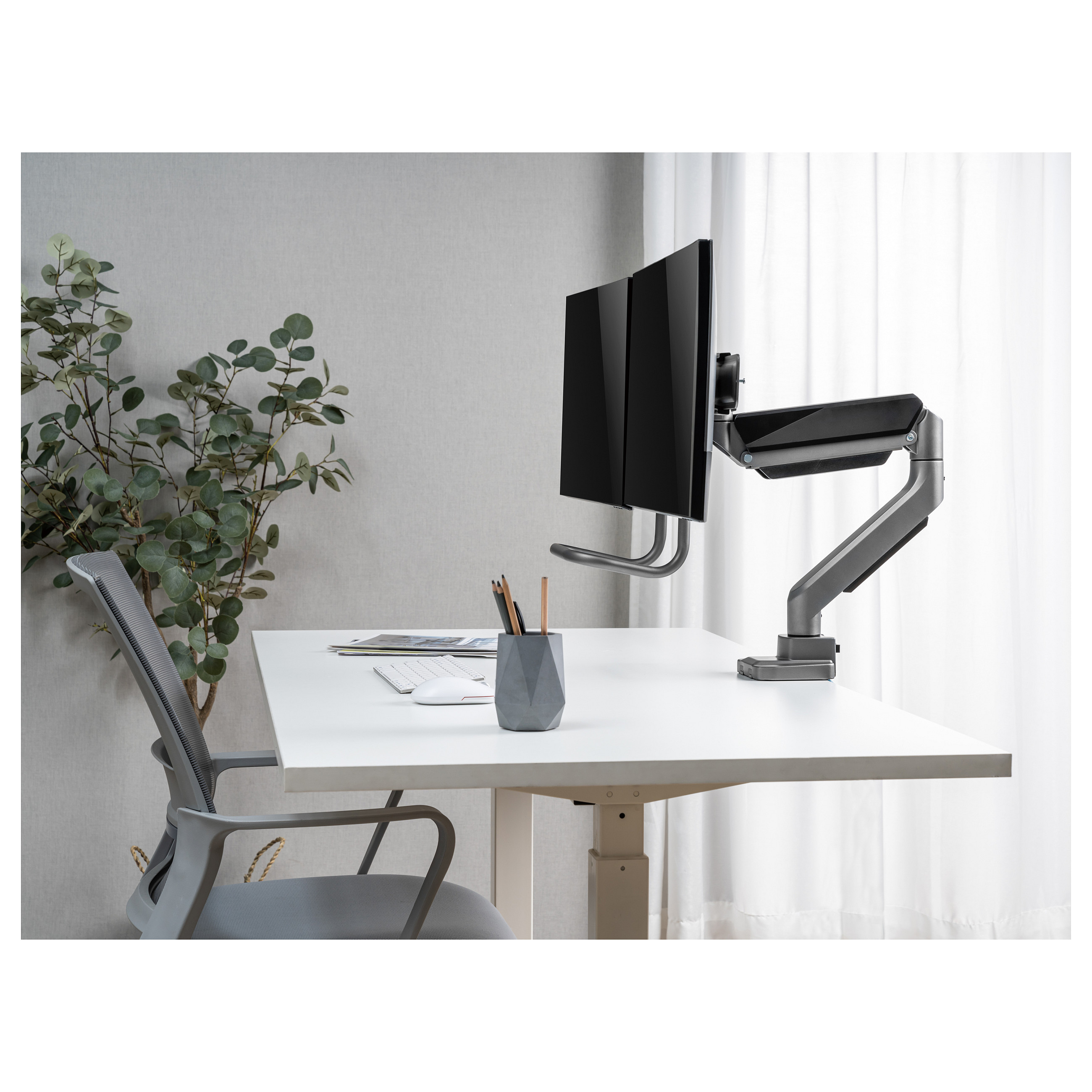 Stolni nosač za 2 monitora EQUIP 650615, 17"-32", plinska opruga, do 9kg, srebrni-7