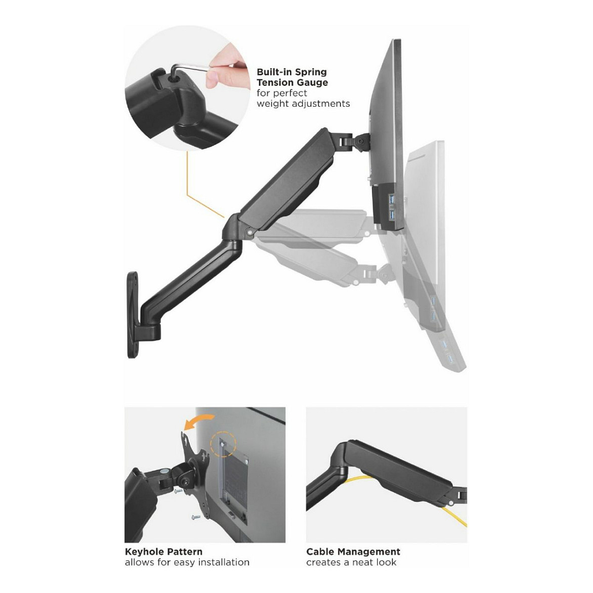 Zidni nosač za 2 monitora EQUIP 650615, 17" - 32", do 9 kg po monitoru, crni-9