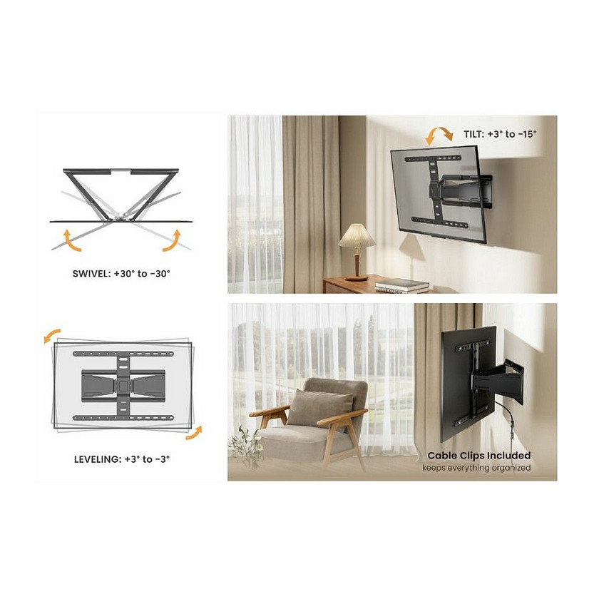 Zidni nosač za TV EQUIP 650616 zglobni 43"-90" do 50kg-9