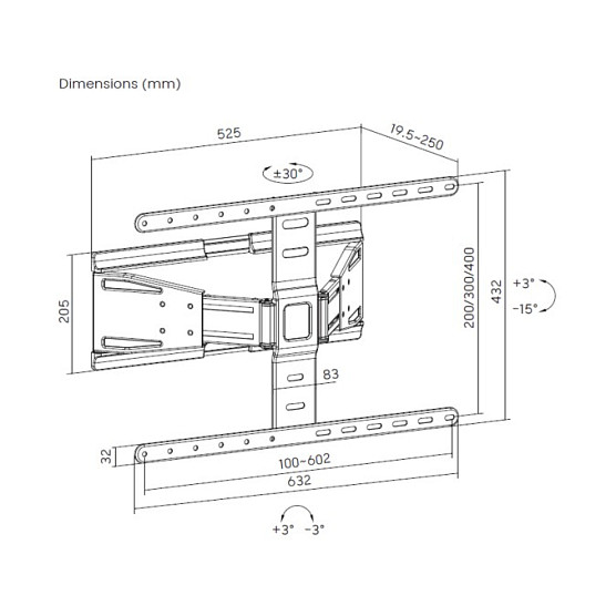 Zidni nosač za TV EQUIP 650616 zglobni 43"-90" do 50kg-10