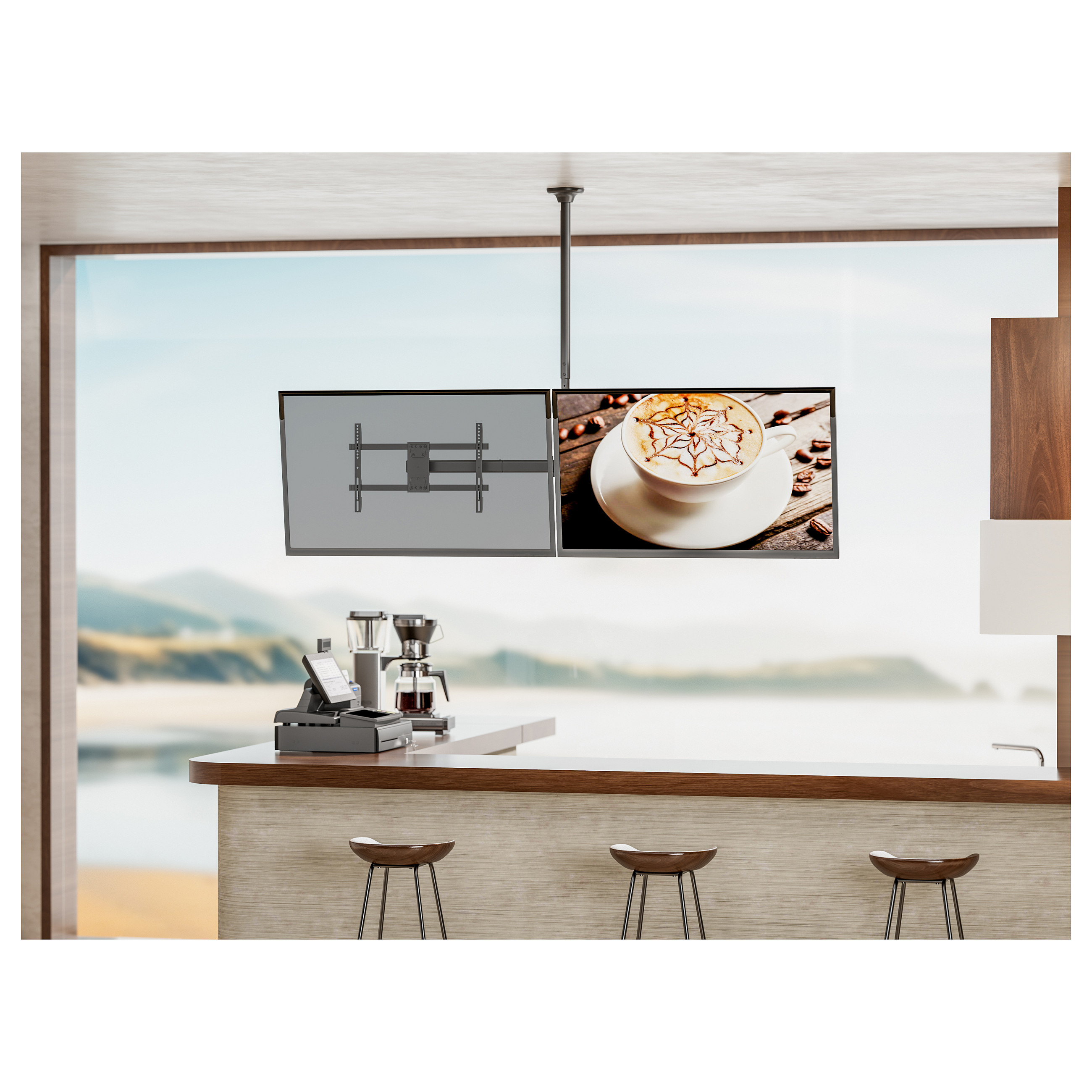Stropni nosač za 2 TV-a EQUIP 650313, 32"-60", do 40kg-6