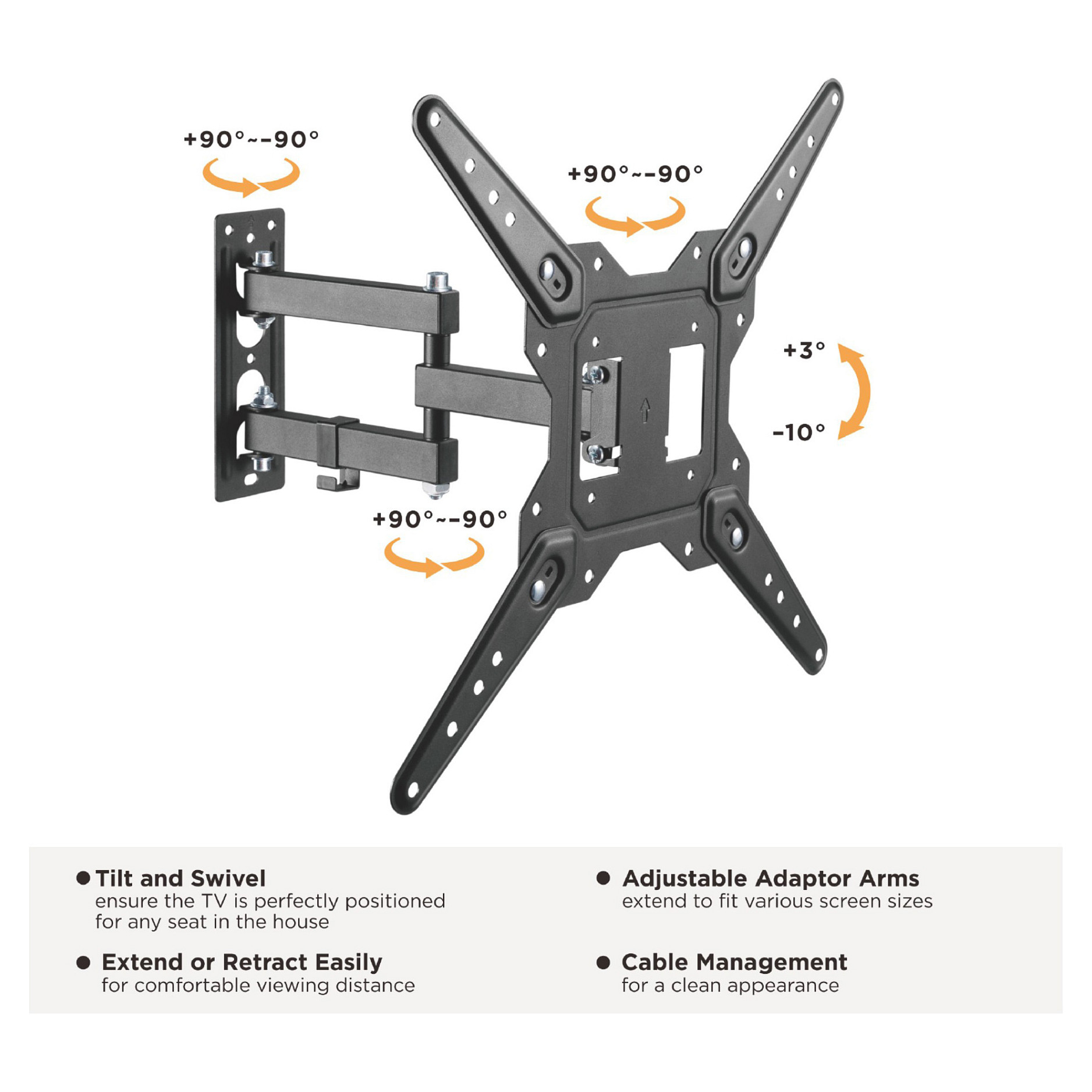 Equip Wandhalterung 23"-55"/1TFT V.bewegl. 1Gelenk 30Kg sw retail-6