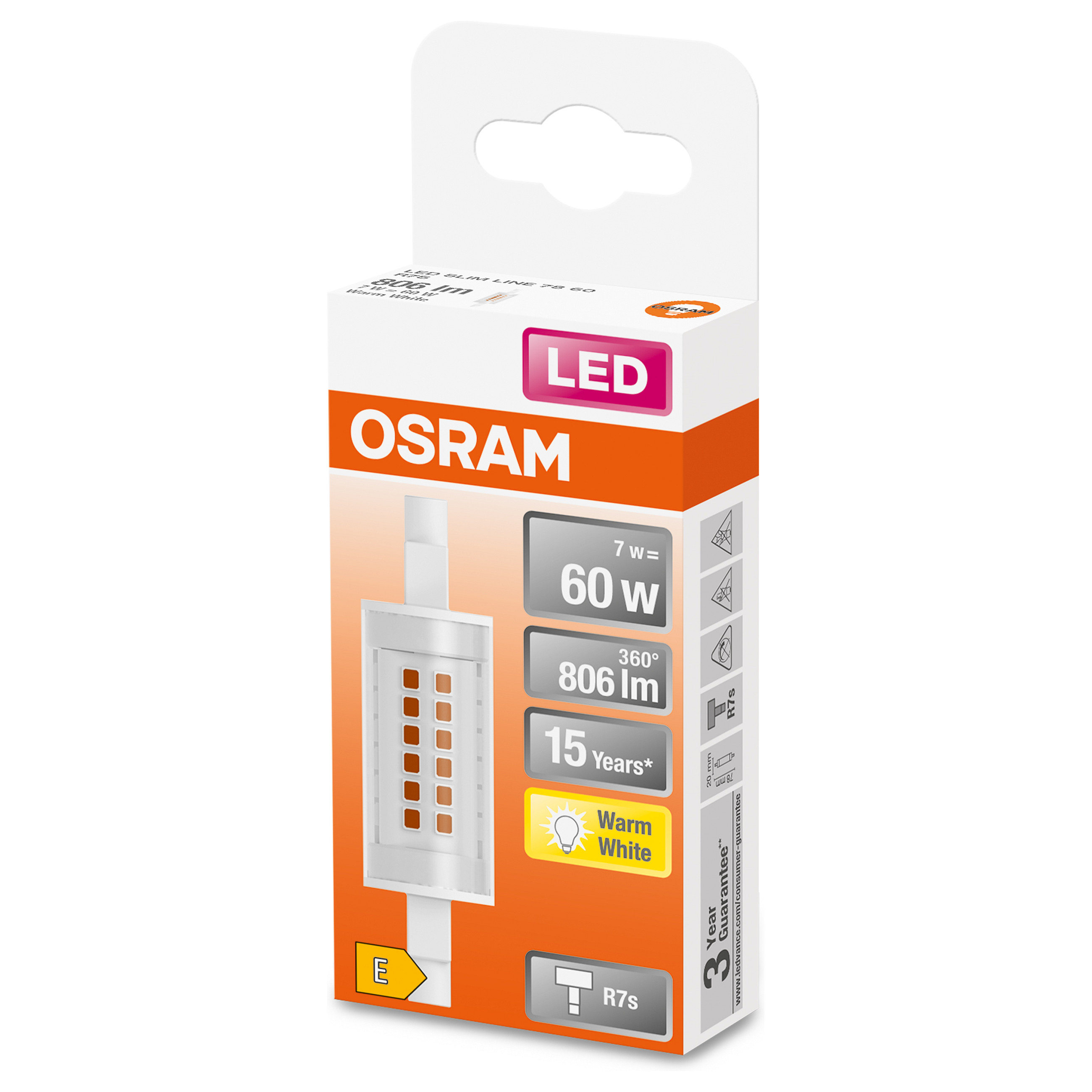 LED žarulja OSRAM Slim Line R7s 7W (60W), 806lm, 2700K, 78mm, dimabilna-4