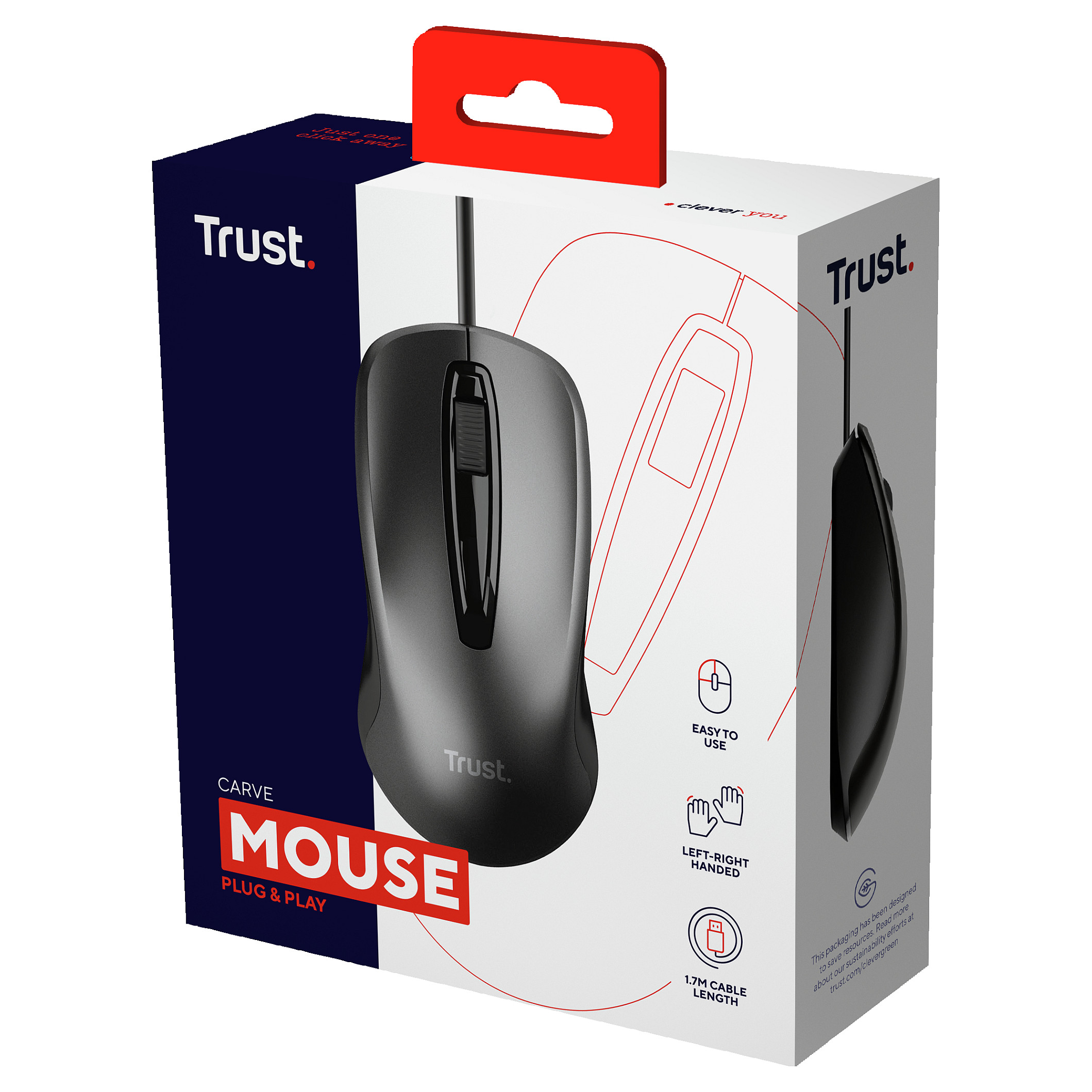 Miš TRUST Carve, žični, USB, crni-5