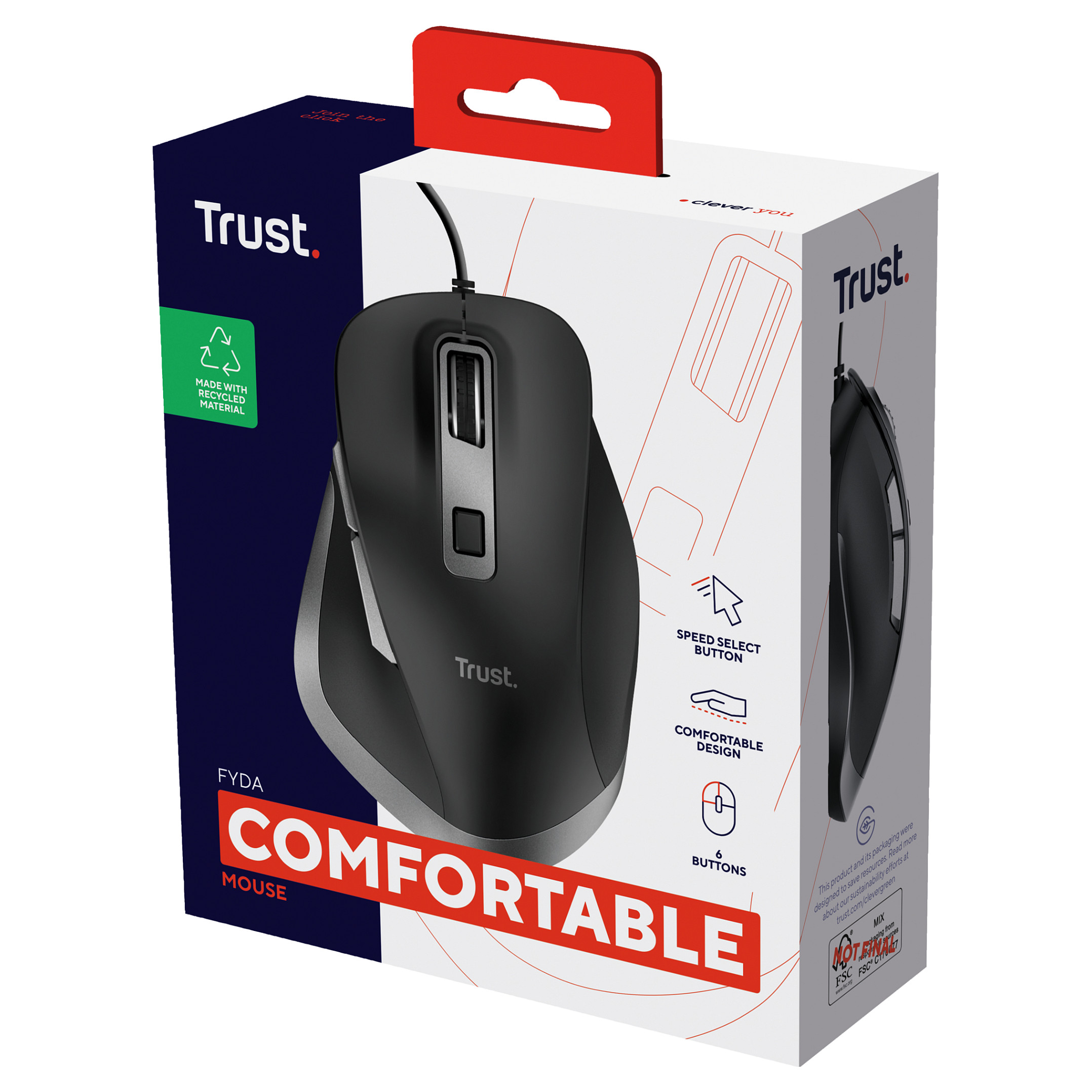 Miš TRUST Fyda Wired Comfort Mouse ECO-4