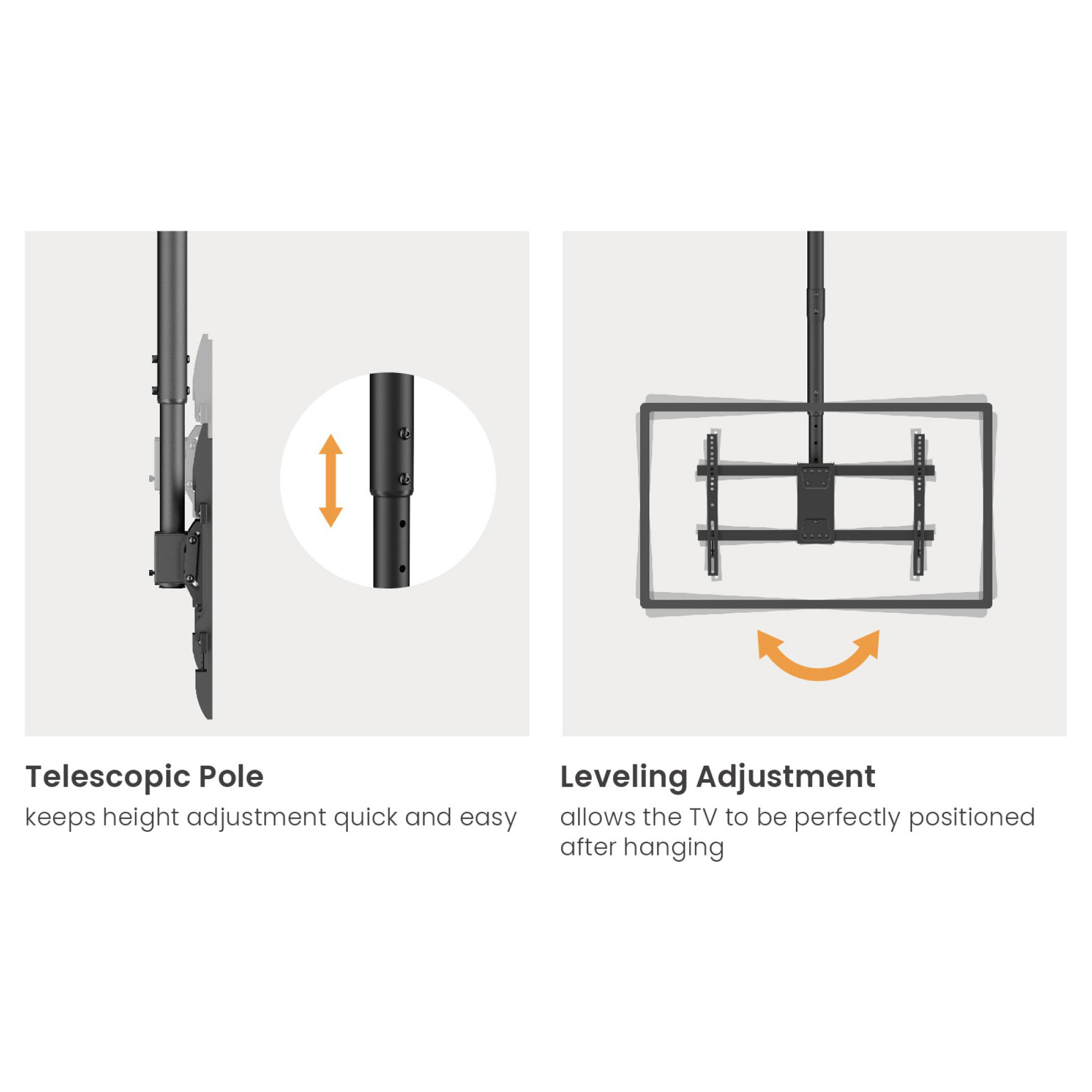 Stropni nosač za 2 TV-a EQUIP 650618, 43"-86", do 50kg po ekranu, Back-to-Back-5