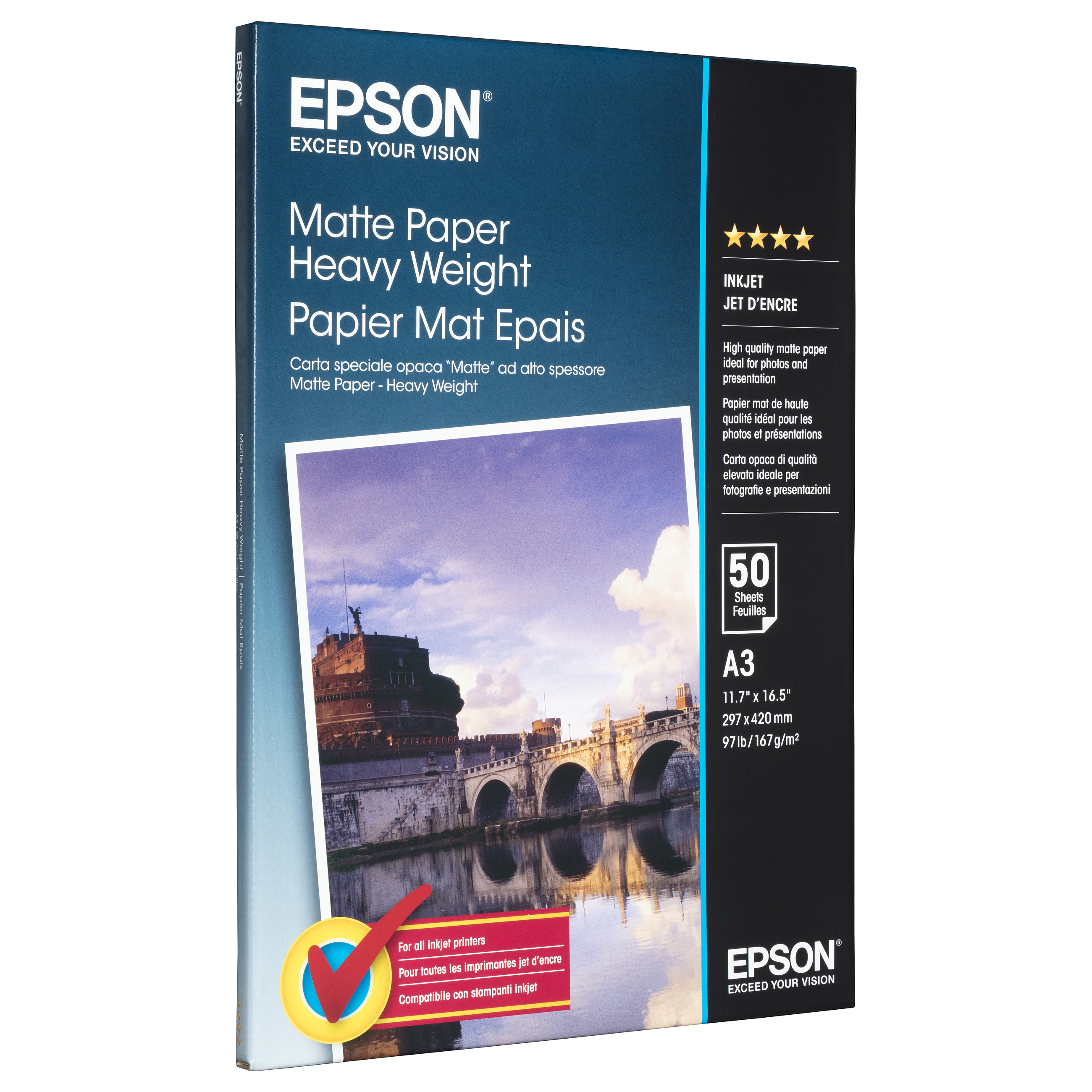 Papir za printer EPSON Matte Paper Heavyweight A3+ 167g 50 listova (S041264)-1