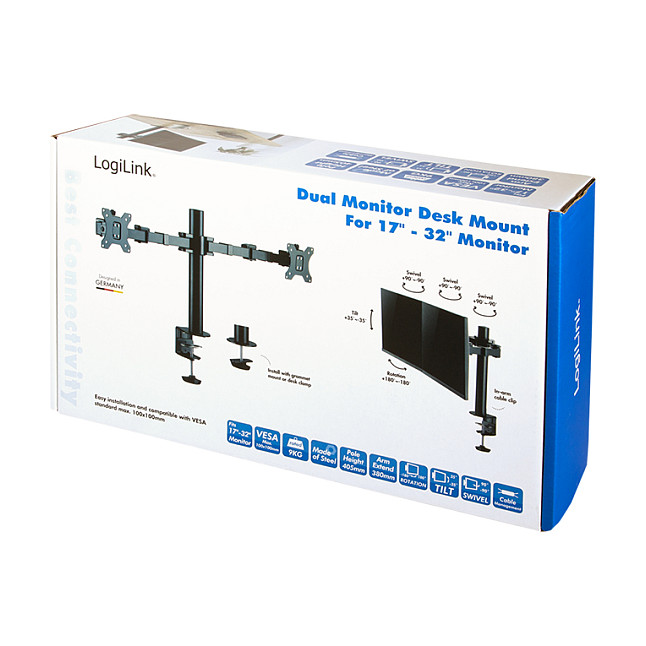 Nosač za monitor LOGILINK BP0042 Dual, za 2 monitora 17"-32", do 2x6kg, VESA-7