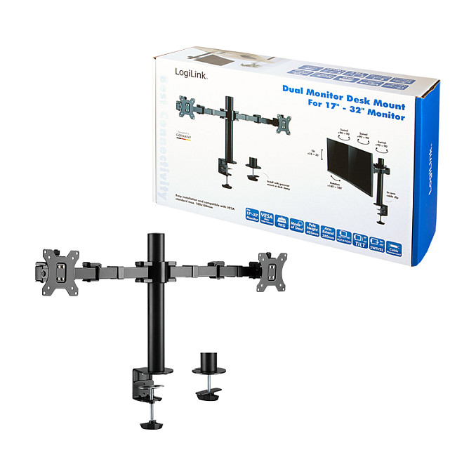 Nosač za monitor LOGILINK BP0042 Dual, za 2 monitora 17"-32", do 2x6kg, VESA-8
