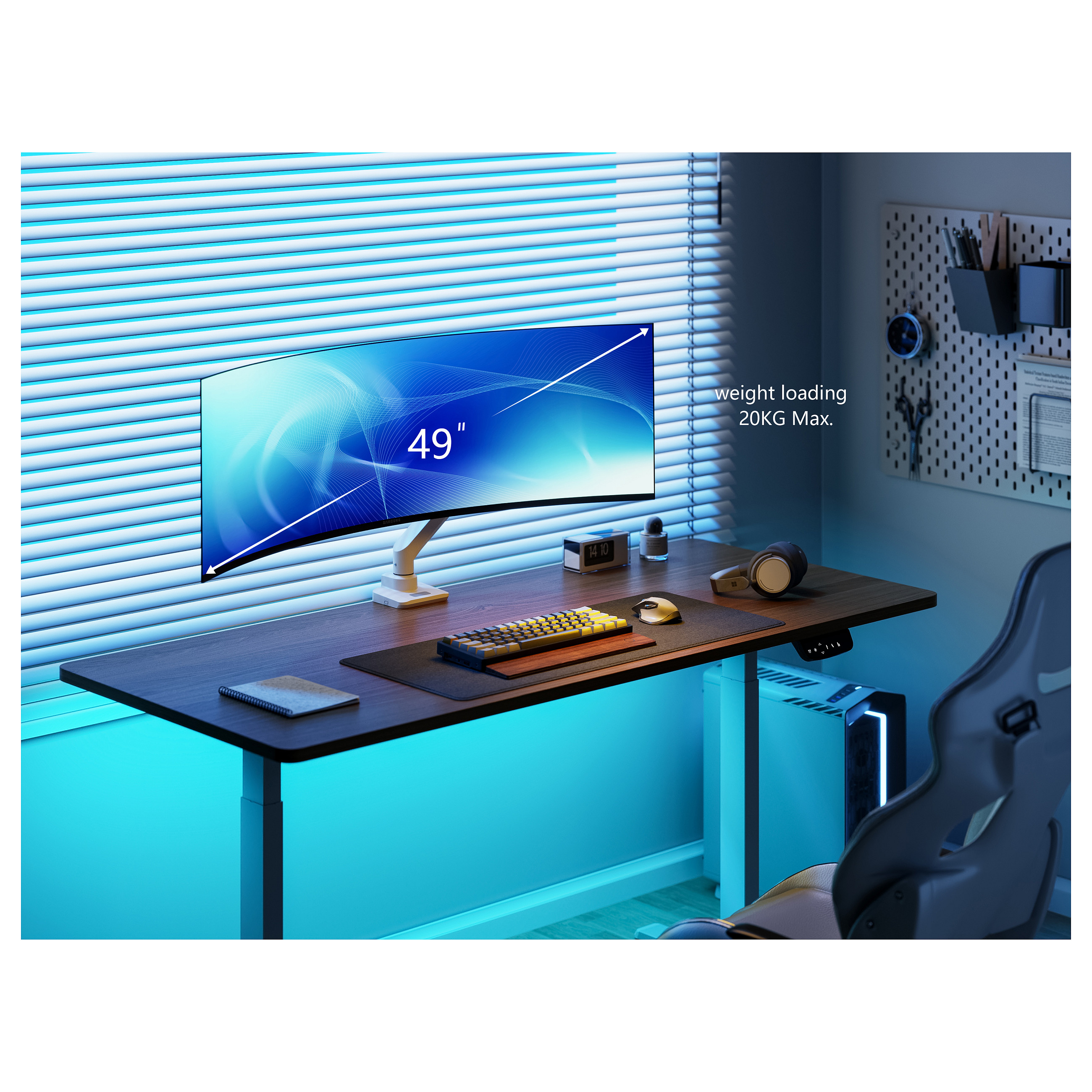 Stolni nosač za monitor EQUIP 650617, 17"-49", do 20kg, plinska opruga, bijeli-2
