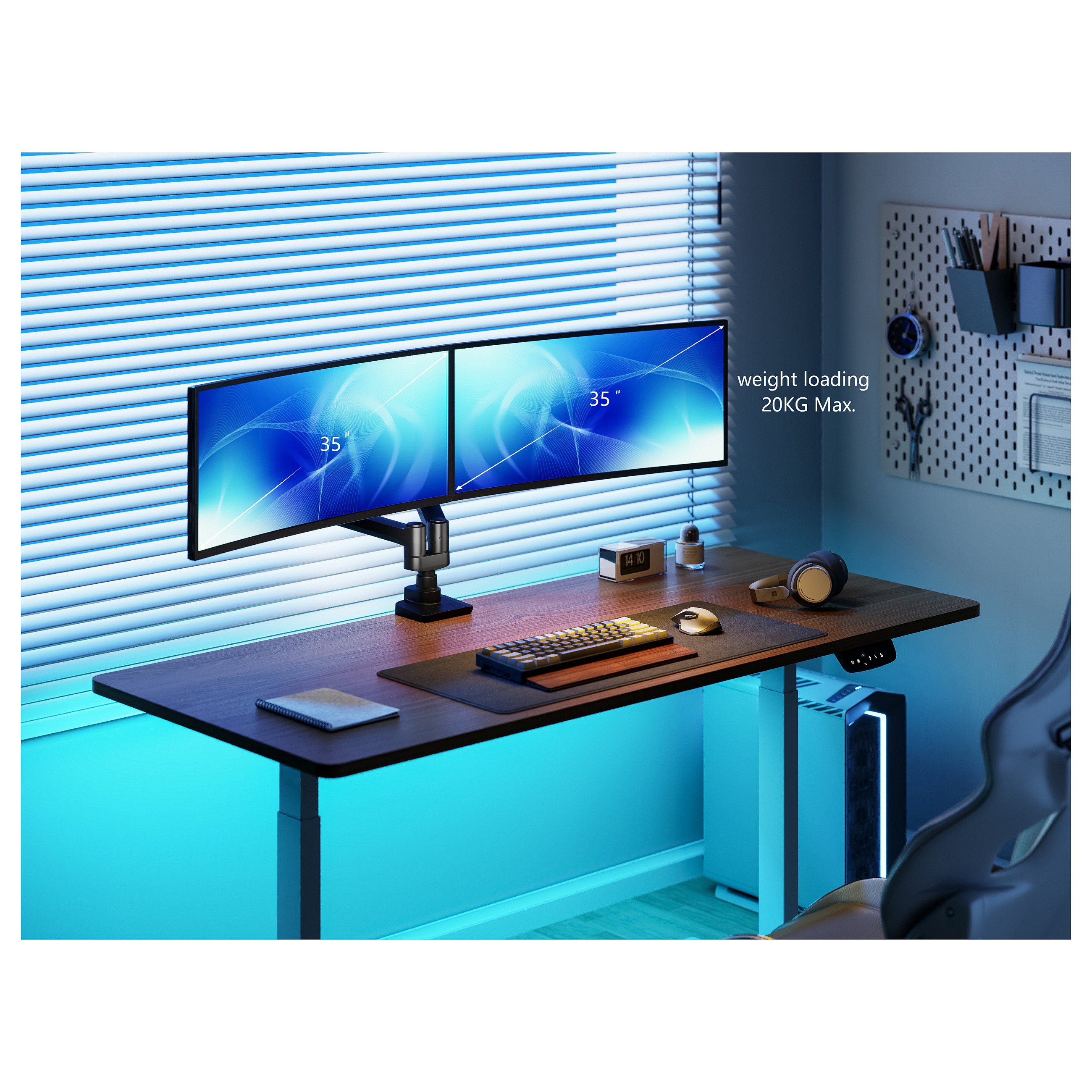 Stolni nosač za 2 monitora EQUIP 650618, Gas Spring, 17"-32"-10