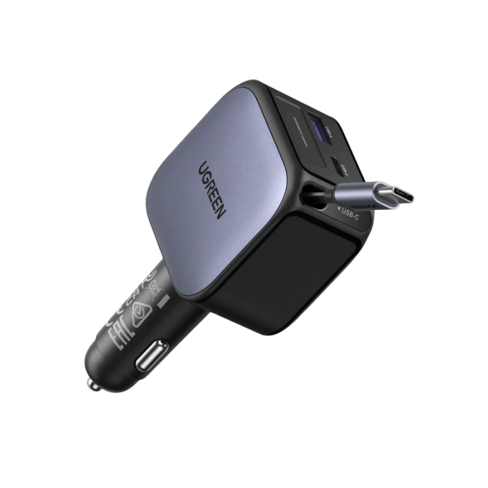 UGREEN 90W auto punjač s ugrađenim USB-C kabelom, 55909B