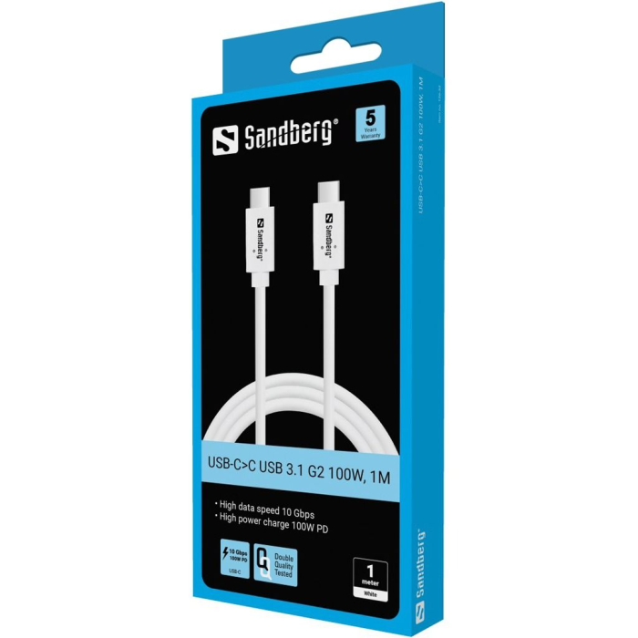 Kabel SANDBERG USB-C na USB-C 3.2 Gen2, 100W PD, 5m-2