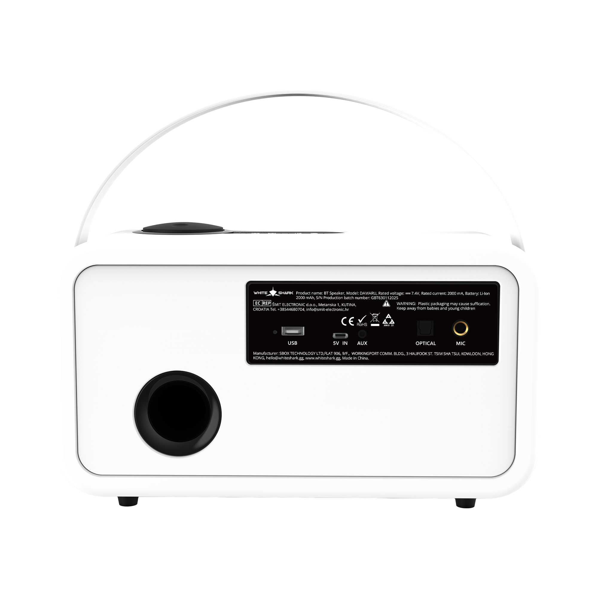 Prijenosni Bluetooth zvučnik WHITE SHARK GBT-630 DAMARU 5W TWS Bijeli-3