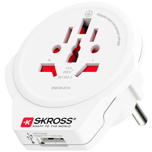 Adapter SKROSS WORLD to EU + USB-A-2