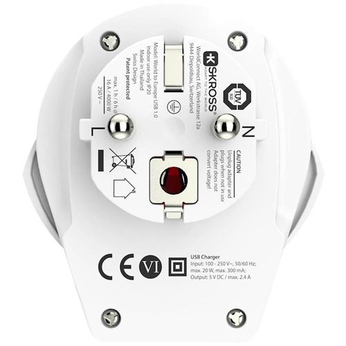 Adapter SKROSS WORLD to EU + USB-A-3