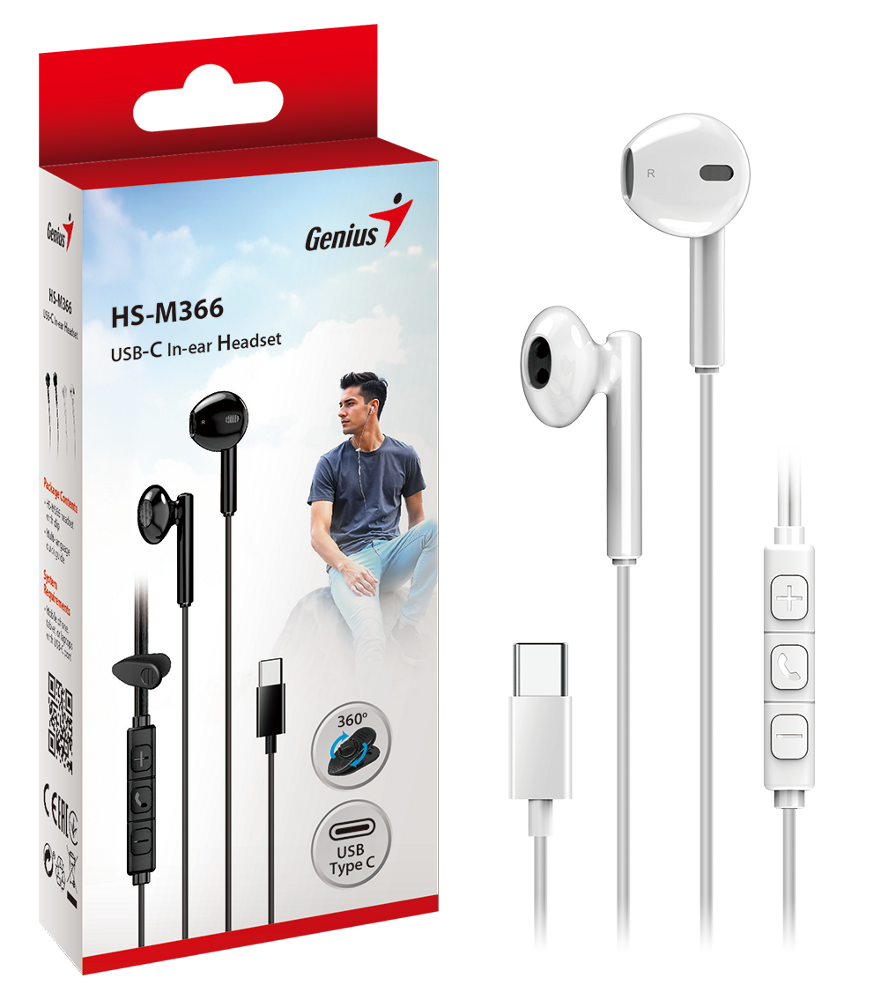Slušalice GENIUS HS-M366 (3.5 mm, mikrofon, bijela)