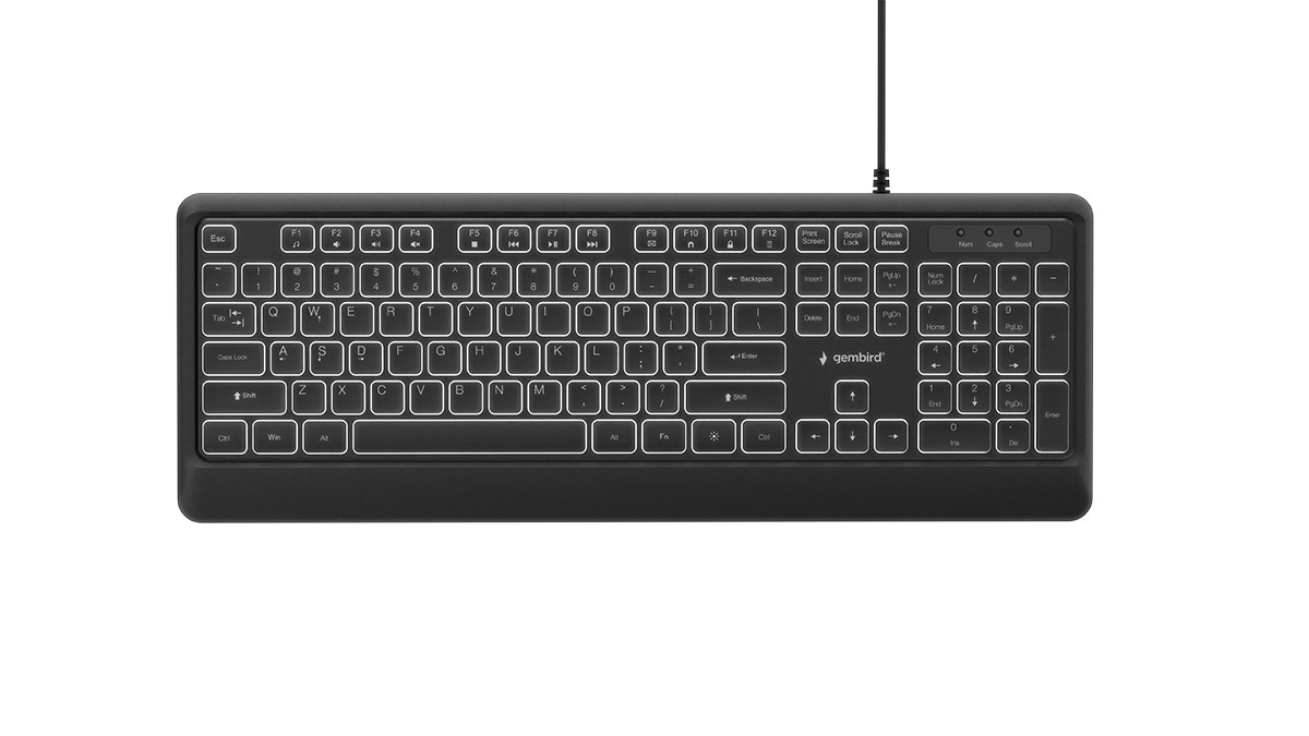 GEMBIRD SLIM WIRED BACKLIGHT KEYBOARD BLACK, US LA
