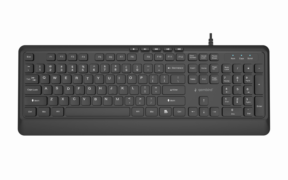 GEMBIRD SLIM WIRED MULTIMEDIA KEYBOARD BLACK, US