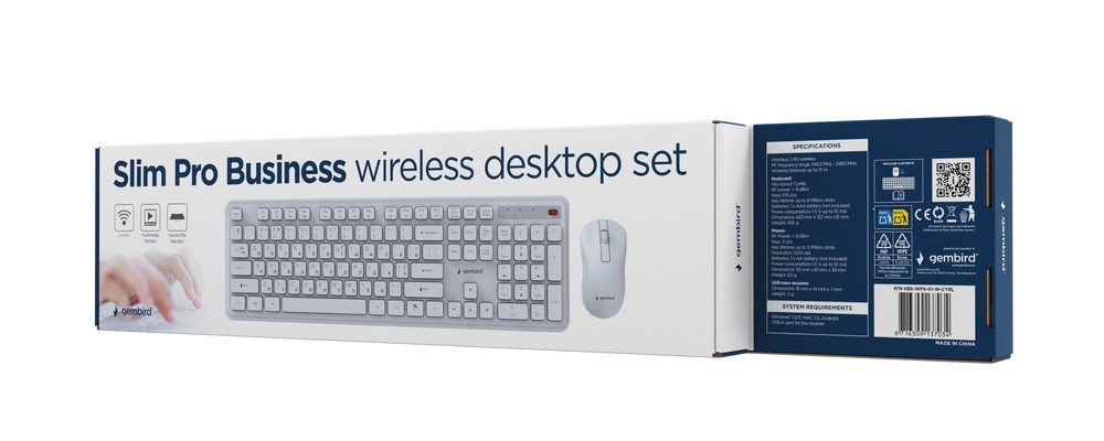 GEMBIRD WIRELESS DESKTOP SET WHITE, RU-LAYOUT-4